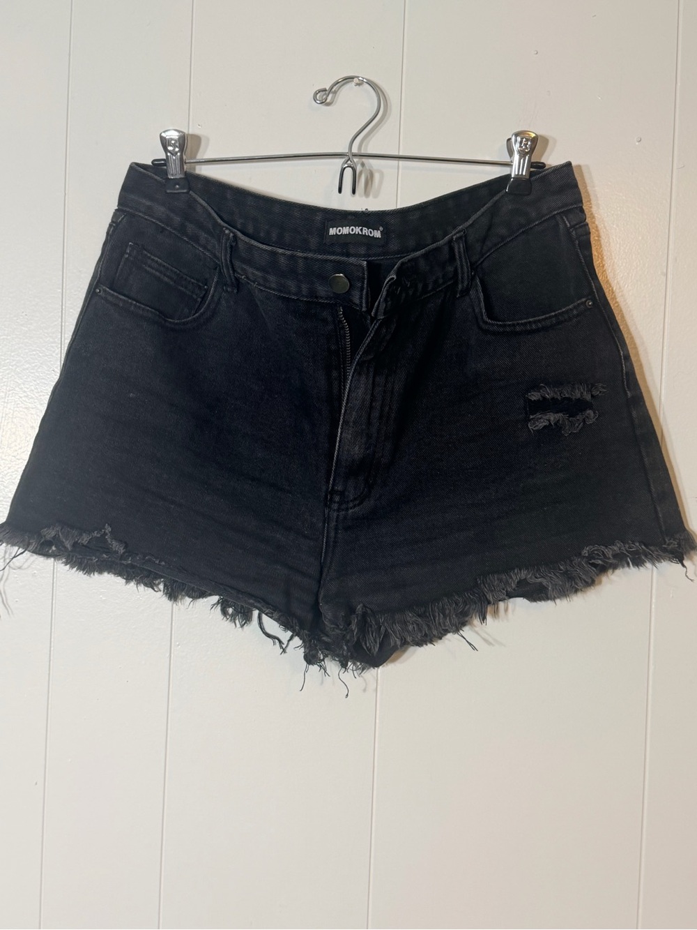 Momokrom High-Waist Black Denim Cutoff Shorts